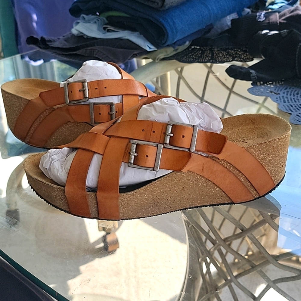 Eric Michael leather platform wedges